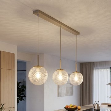 Brilagi - Κρεμαστό φωτιστικό με καλώδιο STELLA 3xE27/60W/230V μπεζ/χρυσό