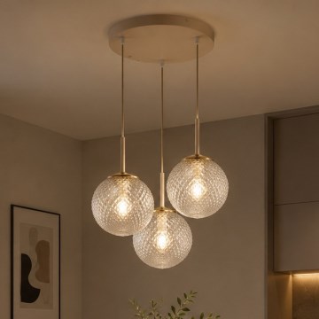 Brilagi - Κρεμαστό φωτιστικό με καλώδιο STELLA 3xE27/60W/230V μπεζ/χρυσό