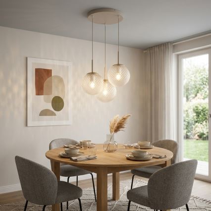Brilagi - Κρεμαστό φωτιστικό με καλώδιο STELLA 3xE27/60W/230V μπεζ/χρυσό