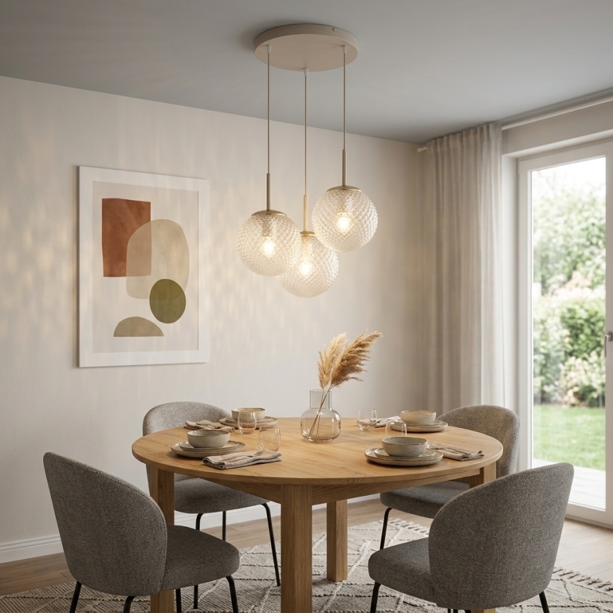 Brilagi - Κρεμαστό φωτιστικό με καλώδιο STELLA 3xE27/60W/230V μπεζ/χρυσό