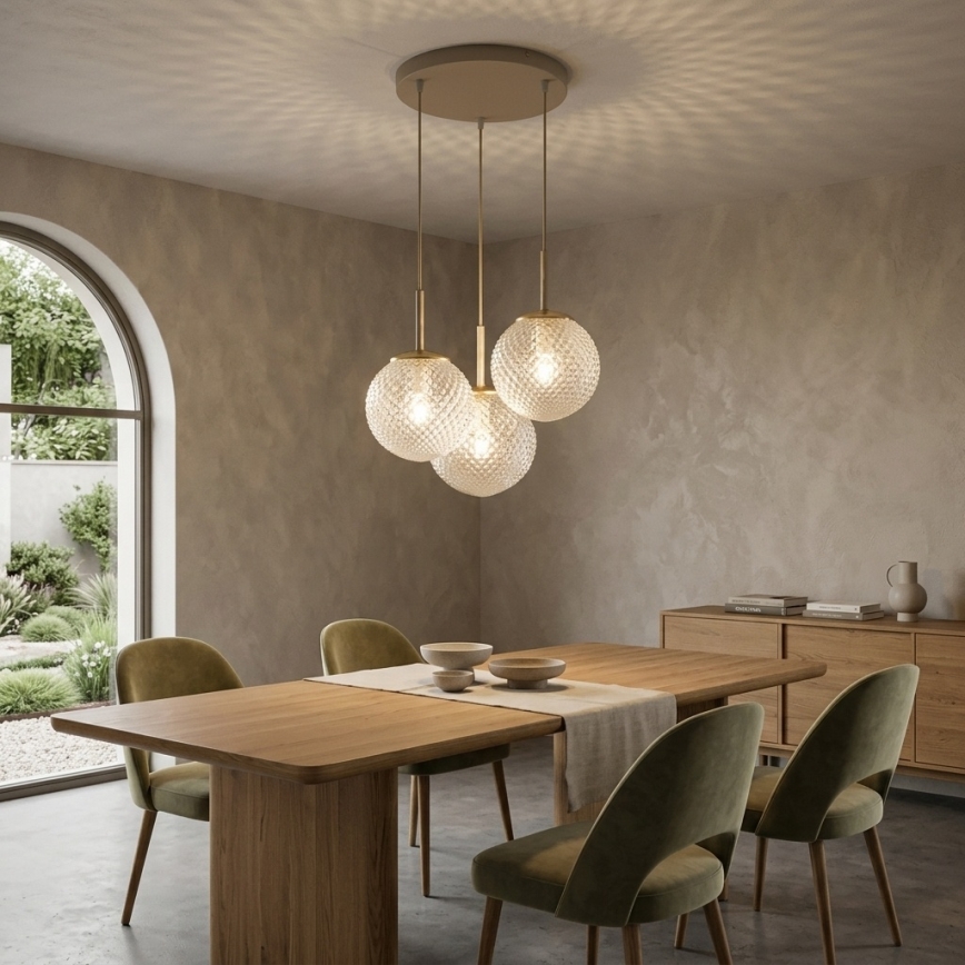 Brilagi - Κρεμαστό φωτιστικό με καλώδιο STELLA 3xE27/60W/230V μπεζ/χρυσό