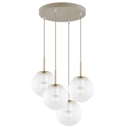 Brilagi - Κρεμαστό φωτιστικό με καλώδιο STELLA 4xE27/60W/230V μπεζ/χρυσό