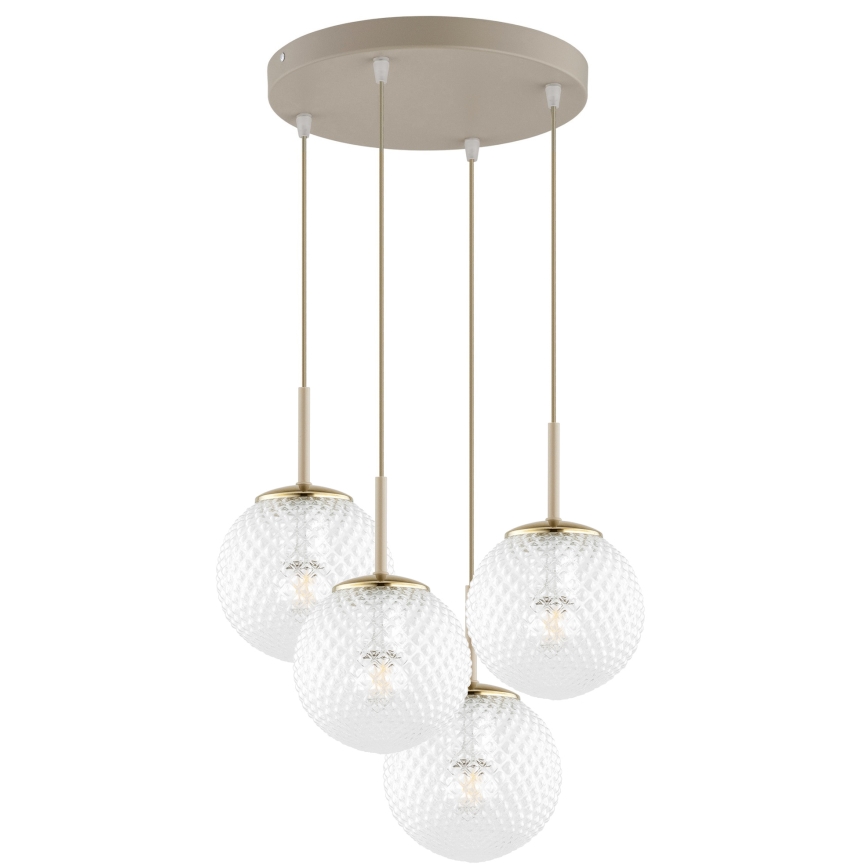 Brilagi - Κρεμαστό φωτιστικό με καλώδιο STELLA 4xE27/60W/230V μπεζ/χρυσό