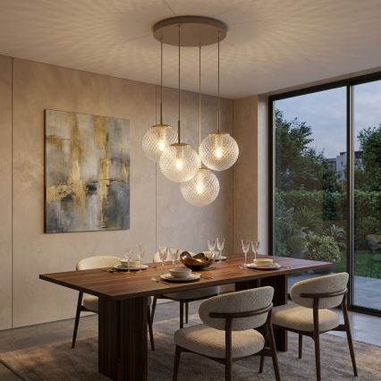 Brilagi - Κρεμαστό φωτιστικό με καλώδιο STELLA 4xE27/60W/230V μπεζ/χρυσό