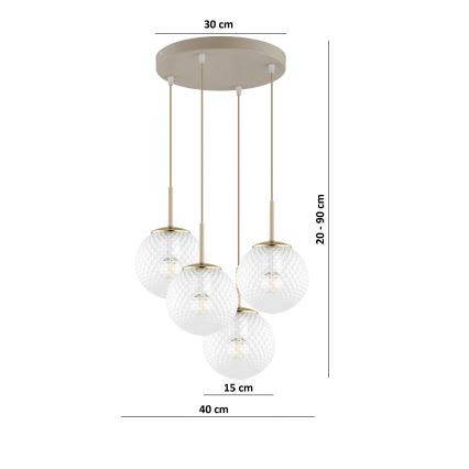 Brilagi - Κρεμαστό φωτιστικό με καλώδιο STELLA 4xE27/60W/230V μπεζ/χρυσό