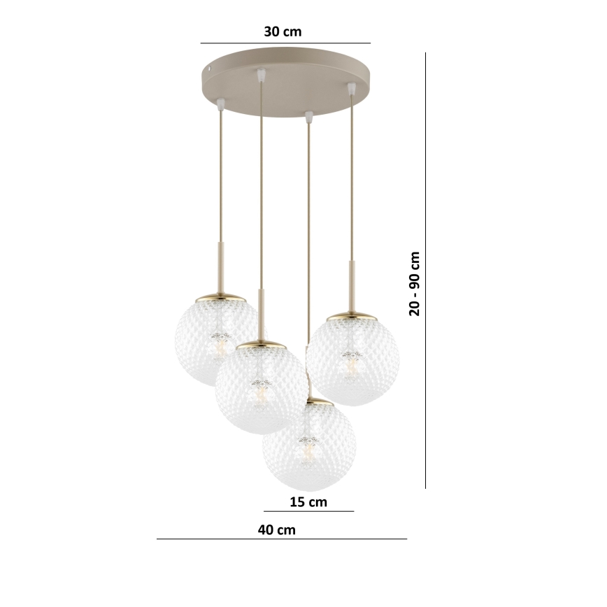 Brilagi - Κρεμαστό φωτιστικό με καλώδιο STELLA 4xE27/60W/230V μπεζ/χρυσό