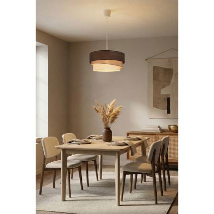 Brilagi - Κρεμαστό φωτιστικό με καλώδιο TRIO 1xE27/60W/230V Ø 40 εκ. καφέ/μπεζ/λευκό