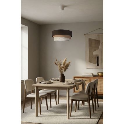 Brilagi - Κρεμαστό φωτιστικό με καλώδιο TRIO 1xE27/60W/230V Ø 40 εκ. καφέ/μπεζ/λευκό
