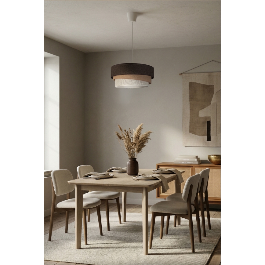 Brilagi - Κρεμαστό φωτιστικό με καλώδιο TRIO 1xE27/60W/230V Ø 40 εκ. καφέ/μπεζ/λευκό