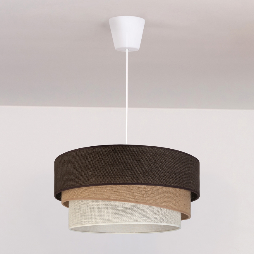 Brilagi - Κρεμαστό φωτιστικό με καλώδιο TRIO 1xE27/60W/230V Ø 40 εκ. καφέ/μπεζ/λευκό