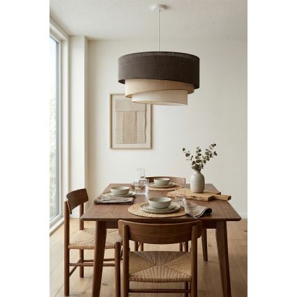 Brilagi - Κρεμαστό φωτιστικό με καλώδιο TRIO 3xE27/60W/230V Ø 60 cm καφέ/μπεζ/λευκό