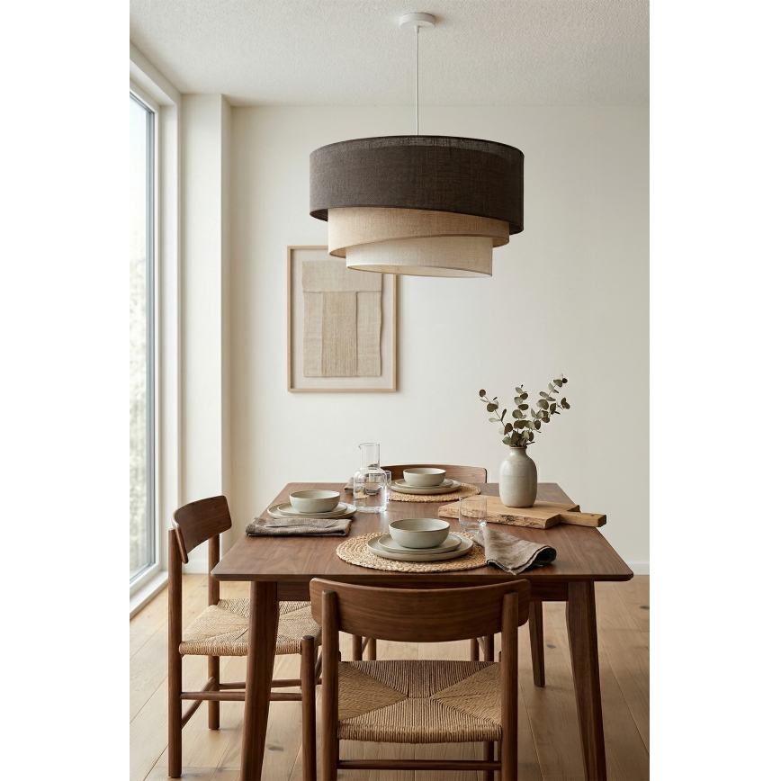 Brilagi - Κρεμαστό φωτιστικό με καλώδιο TRIO 3xE27/60W/230V Ø 60 cm καφέ/μπεζ/λευκό