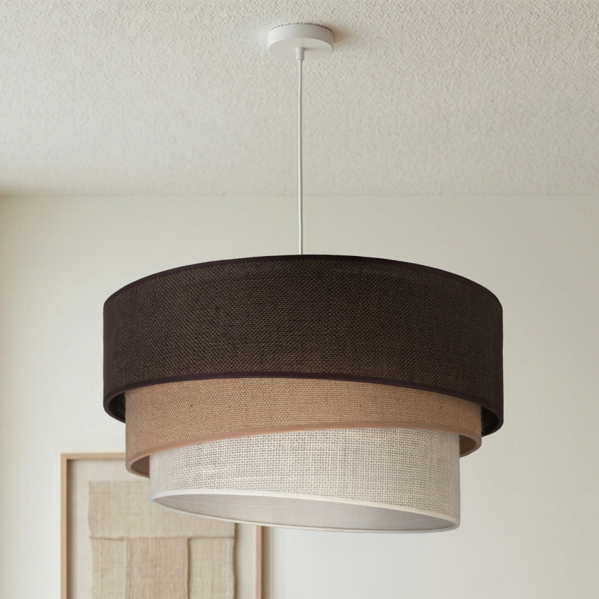 Brilagi - Κρεμαστό φωτιστικό με καλώδιο TRIO 3xE27/60W/230V Ø 60 cm καφέ/μπεζ/λευκό