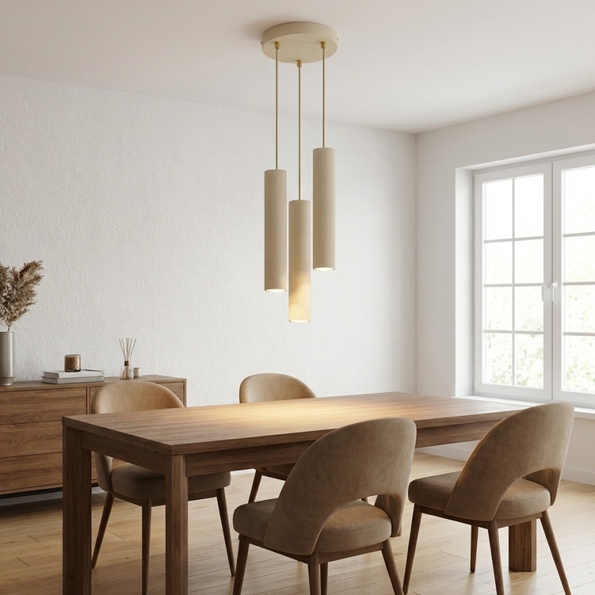 Brilagi - Κρεμαστό φωτιστικό με καλώδιο TUBE 3xGU10/15W/230V μπεζ/χρυσό
