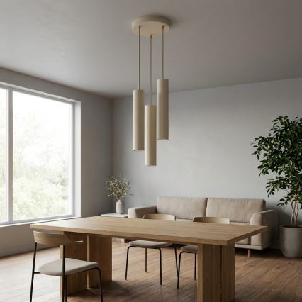 Brilagi - Κρεμαστό φωτιστικό με καλώδιο TUBE 3xGU10/15W/230V μπεζ/χρυσό