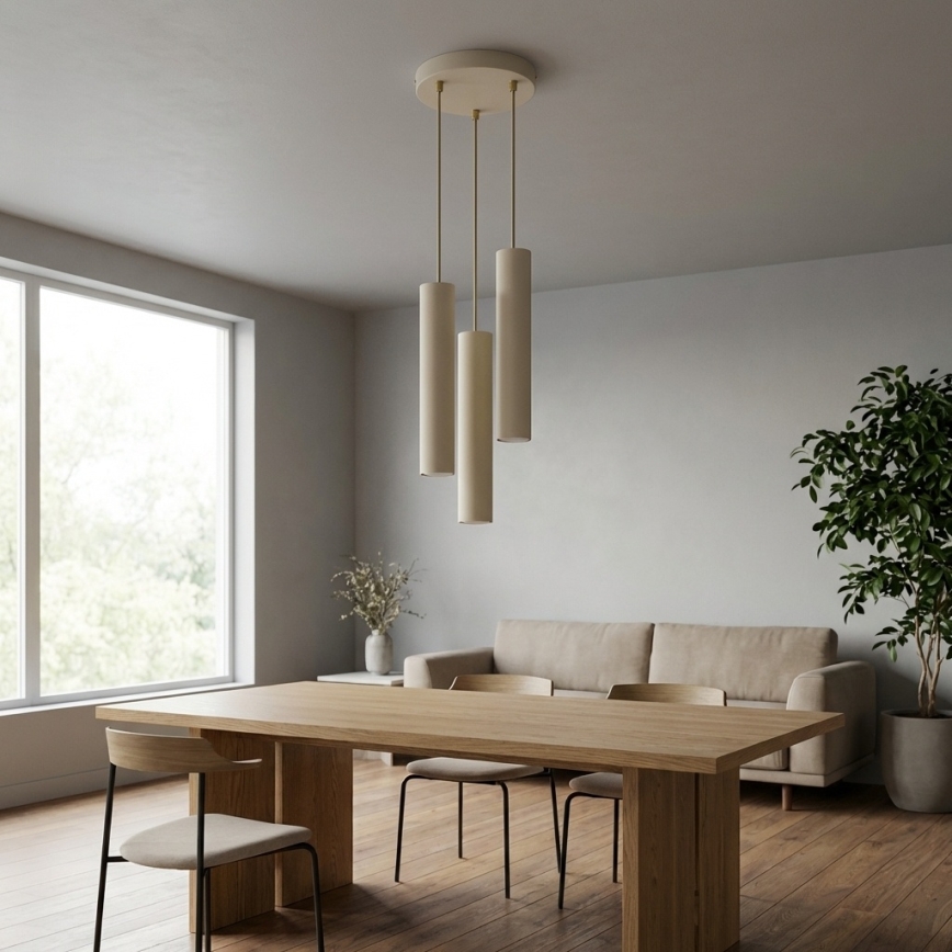 Brilagi - Κρεμαστό φωτιστικό με καλώδιο TUBE 3xGU10/15W/230V μπεζ/χρυσό
