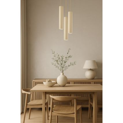 Brilagi - Κρεμαστό φωτιστικό με καλώδιο TUBE 3xGU10/15W/230V μπεζ/χρυσό