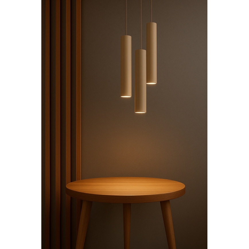 Brilagi - Κρεμαστό φωτιστικό με καλώδιο TUBE 3xGU10/15W/230V μπεζ/χρυσό