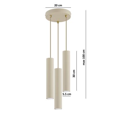 Brilagi - Κρεμαστό φωτιστικό με καλώδιο TUBE 3xGU10/15W/230V μπεζ/χρυσό