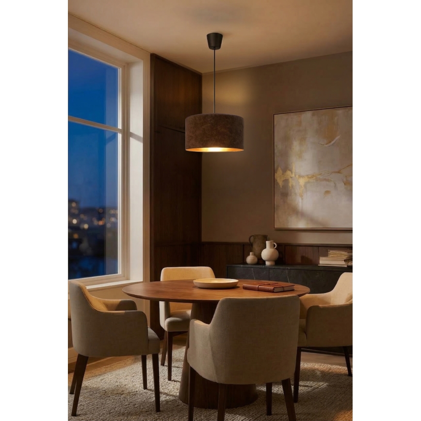 Brilagi - Κρεμαστό φωτιστικό με καλώδιο VELVET 1xE27/60W/230V Ø 40 cm καφέ/χρυσό