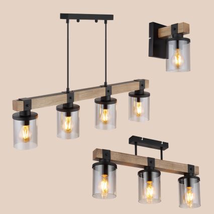 Brilagi - Κρεμαστό φωτιστικό με καλώδιο VISTA 4xE27/60W/230V σε απόχρωση δρυός