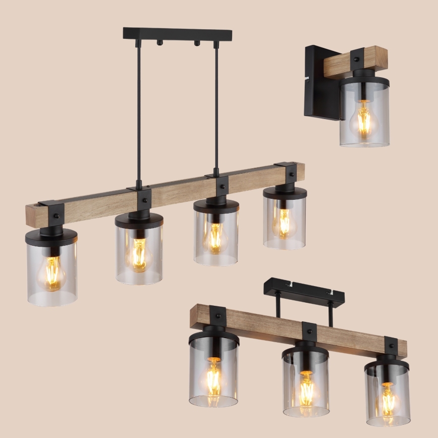 Brilagi - Κρεμαστό φωτιστικό με καλώδιο VISTA 4xE27/60W/230V σε απόχρωση δρυός