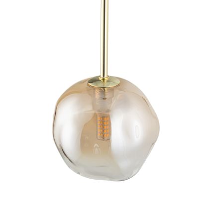 Brilagi - Κρεμαστό φωτιστικό με καλώδιο VULCANO 1xG9/8W/230V διάμ. 15 cm χρυσό/καπνιστό μπεζ