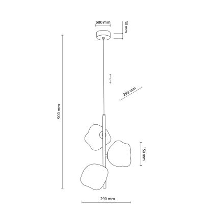 Brilagi - Κρεμαστό φωτιστικό με καλώδιο VULCANO 3xG9/8W/230V μαύρο/καπνιστό μαύρο