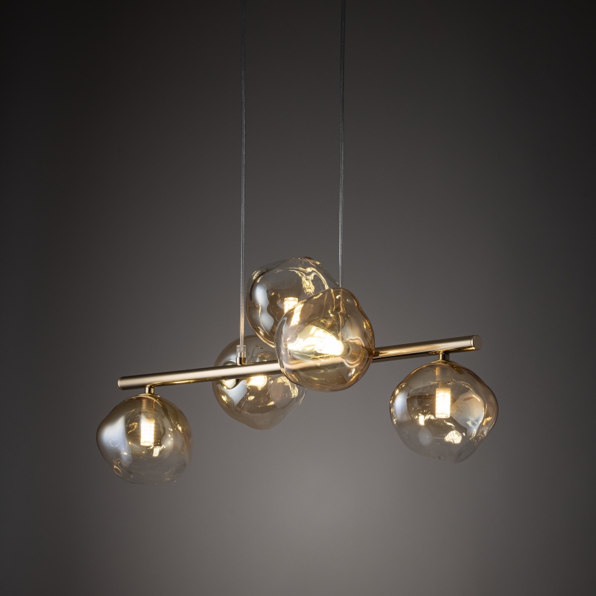 Brilagi - Κρεμαστό φωτιστικό με καλώδιο VULCANO 5xG9/8W/230V χρυσό/καπνιστό μπεζ