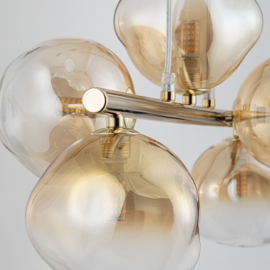 Brilagi - Κρεμαστό φωτιστικό με καλώδιο VULCANO 5xG9/8W/230V χρυσό/καπνιστό μπεζ