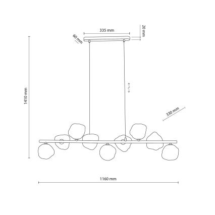 Brilagi - Κρεμαστό φωτιστικό με καλώδιο VULCANO 9xG9/8W/230V καφέ/καπνιστό μπεζ