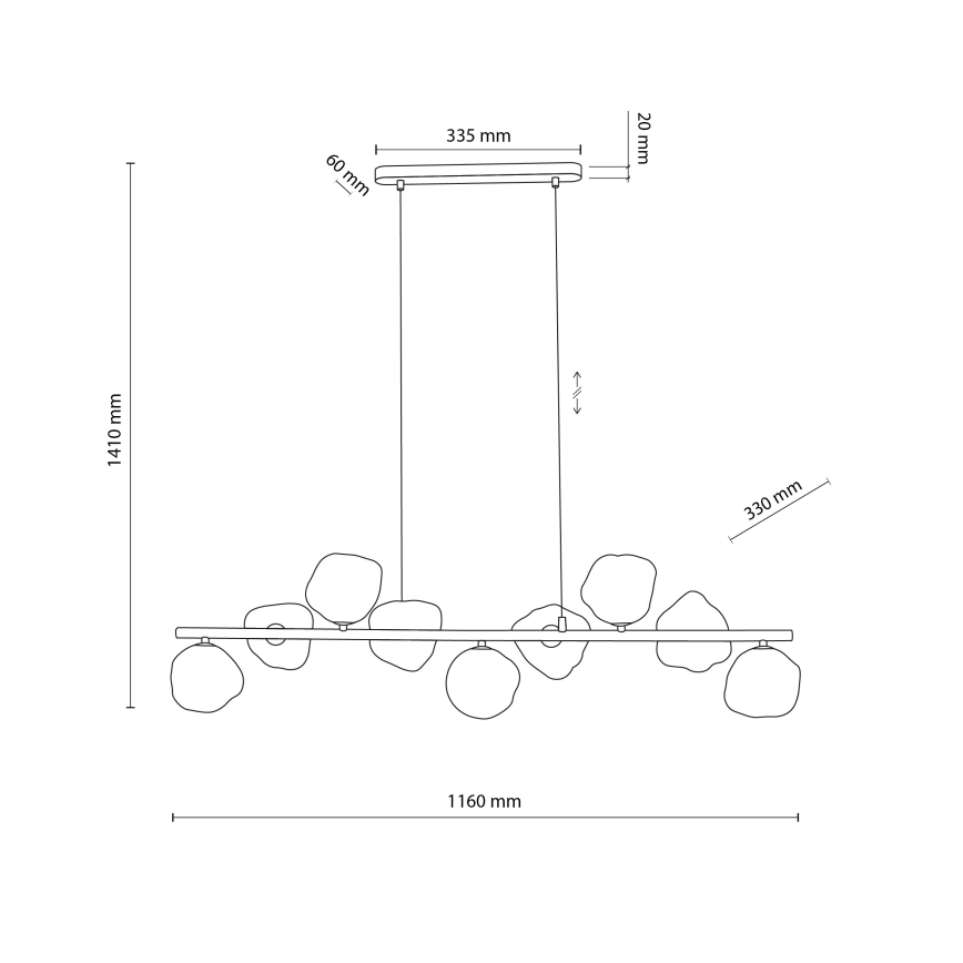 Brilagi - Κρεμαστό φωτιστικό με καλώδιο VULCANO 9xG9/8W/230V μαύρο/καπνιστό μαύρο