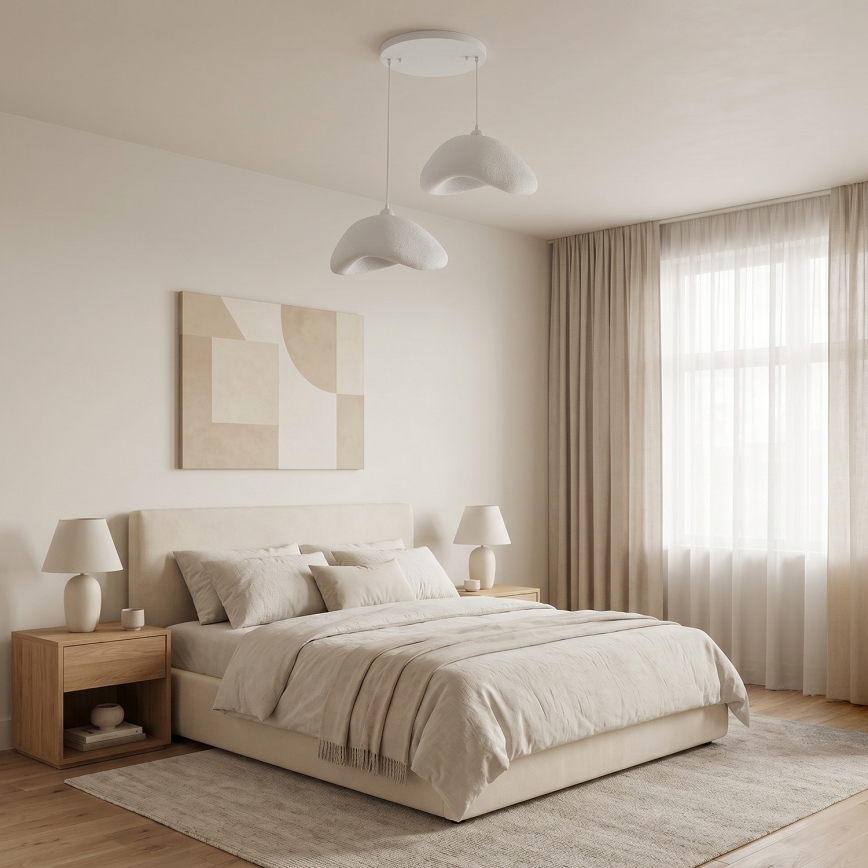 Brilagi - Κρεμαστό φωτιστικό με καλώδιο WABI SABI 2xE27/40W/230V, διάμετρος 74 cm, λευκό