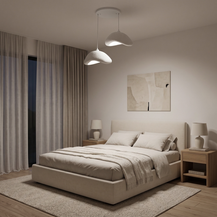 Brilagi - Κρεμαστό φωτιστικό με καλώδιο WABI SABI 2xE27/40W/230V, διάμετρος 74 cm, λευκό