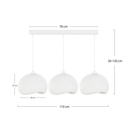 Brilagi - Κρεμαστό φωτιστικό με καλώδιο WABI SABI 3xE27/40W/230V λευκό