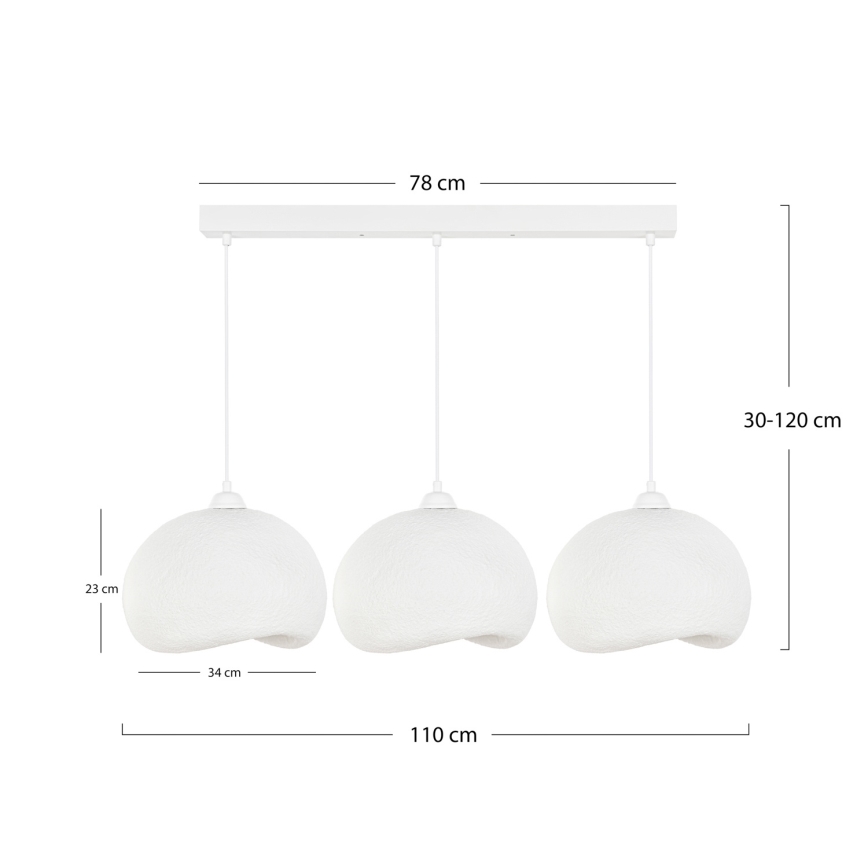 Brilagi - Κρεμαστό φωτιστικό με καλώδιο WABI SABI 3xE27/40W/230V λευκό