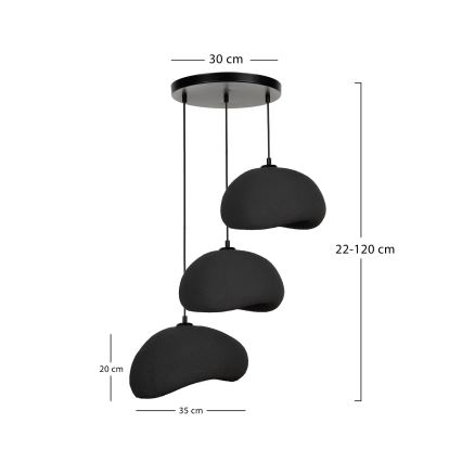 Brilagi - Κρεμαστό φωτιστικό με καλώδιο WABI SABI 3xE27/40W/230V Ø 60 cm μαύρο