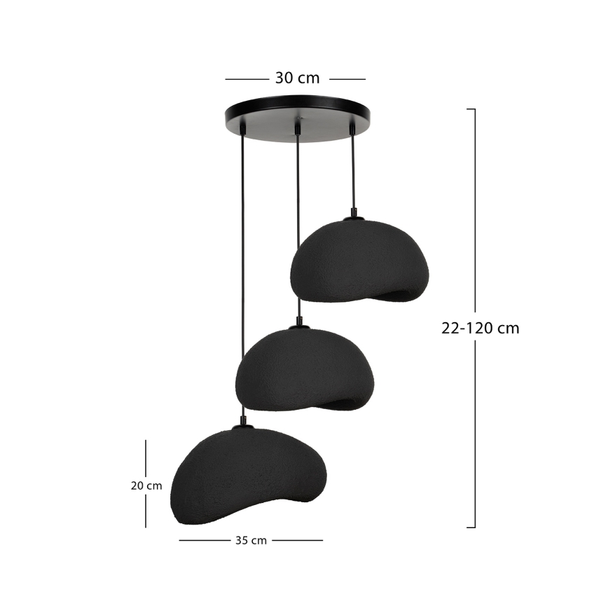 Brilagi - Κρεμαστό φωτιστικό με καλώδιο WABI SABI 3xE27/40W/230V Ø 60 cm μαύρο