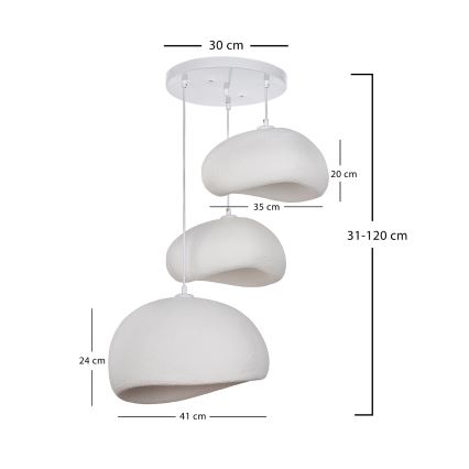 Brilagi - Κρεμαστό φωτιστικό με καλώδιο WABI SABI 3xE27/40W/230V Ø 76 εκ. λευκό