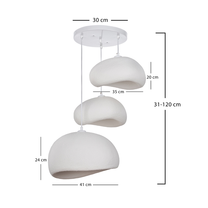 Brilagi - Κρεμαστό φωτιστικό με καλώδιο WABI SABI 3xE27/40W/230V Ø 76 εκ. λευκό
