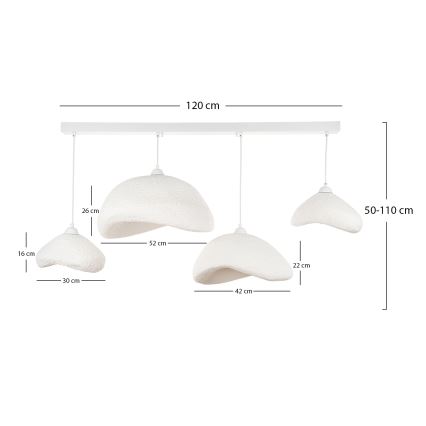 Brilagi - Κρεμαστό φωτιστικό με καλώδιο WABI SABI, 4xE27/40W/230V, λευκό