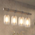 Brilagi - Κρεμαστό φωτιστικό με καλώδιο WOOD GLASS 4xE27/60W/230V πεύκο/γκρι/λευκό