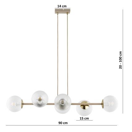Brilagi - Κρεμαστό φωτιστικό με σύρμα STELLA 6xE27/60W/230V μπεζ/χρυσό