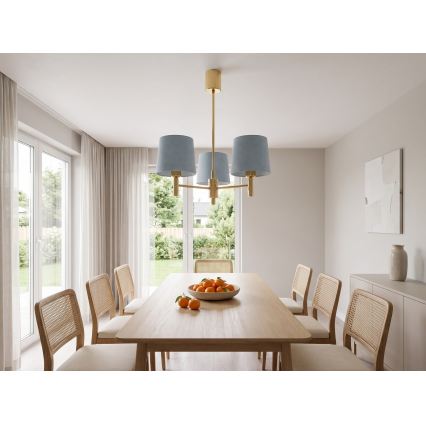 Brilagi - Κρεμαστό φωτιστικό με ράβδο MONTE 3xE27/60W/230V μπλε/χρυσό