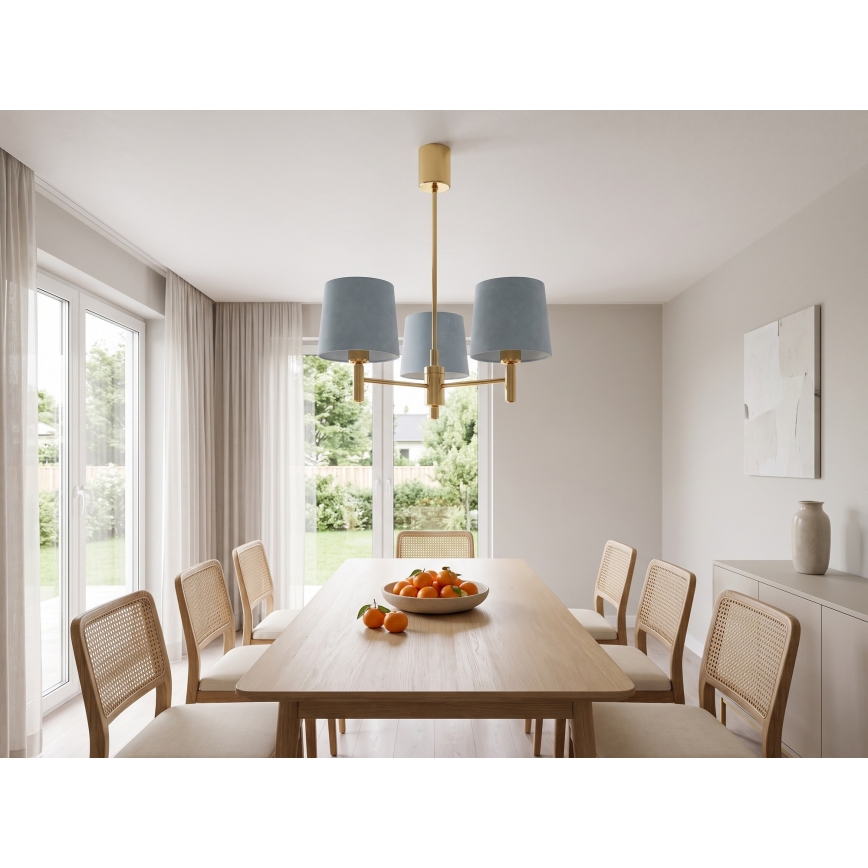 Brilagi - Κρεμαστό φωτιστικό με ράβδο MONTE 3xE27/60W/230V μπλε/χρυσό
