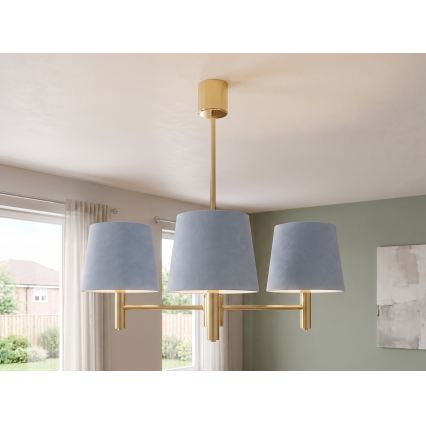Brilagi - Κρεμαστό φωτιστικό με ράβδο MONTE 3xE27/60W/230V μπλε/χρυσό