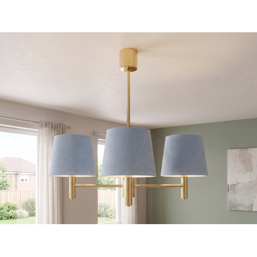 Brilagi - Κρεμαστό φωτιστικό με ράβδο MONTE 3xE27/60W/230V μπλε/χρυσό