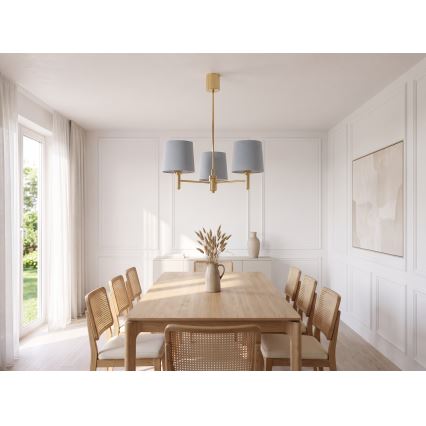 Brilagi - Κρεμαστό φωτιστικό με ράβδο MONTE 3xE27/60W/230V μπλε/χρυσό