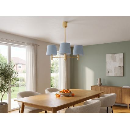Brilagi - Κρεμαστό φωτιστικό με ράβδο MONTE 3xE27/60W/230V μπλε/χρυσό
