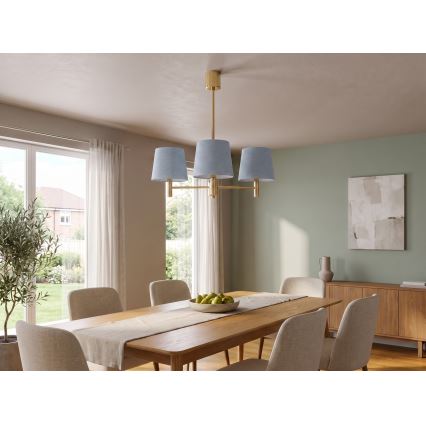 Brilagi - Κρεμαστό φωτιστικό με ράβδο MONTE 3xE27/60W/230V μπλε/χρυσό